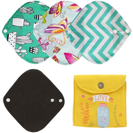 ZCOINS Lot de 4 protège-slips réutilisables pour femme serviette hygiénique lavable Petit format 18 cm