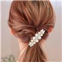 Élégante barrette à cheveux française - Barrette dorée avec perles - Accessoire de cheveux vintage de luxe - Pour mariage