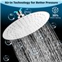 24,5cm Tete de Douche Pluie Rond Tête de Douche Pommeau de Douche en Acier Inoxydable Rotatif 360° Economie d'Eau Pomme de Douch