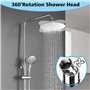 24,5cm Tete de Douche Pluie Rond Tête de Douche Pommeau de Douche en Acier Inoxydable Rotatif 360° Economie d'Eau Pomme de Douch