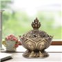 Accueil Chinois Lotus Titulaire Brûleur D'encens Fleur Statue Censer Room Décoration(Bronze)