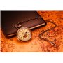 TREEWETO Montre de Poche Montres Goussets mécanique pour Homme en Bronze à chaîne, Lune Soleil Tournant 24 Heures Afficher Cadra