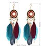 BJH Earrings d'oreilles Pendantes élégantes Boucles d'oreilles Frange Plumes Longues Boho Bleu