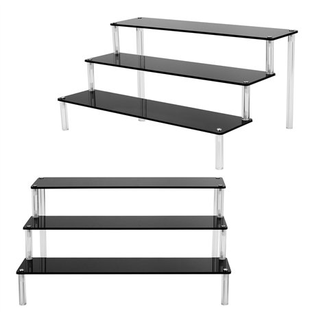 SYUTBOU Lot de 2 étagères en acrylique à 3 niveaux - Noir - 30 x 19 x 15 cm - Présentoir à parfum pour cupcakes