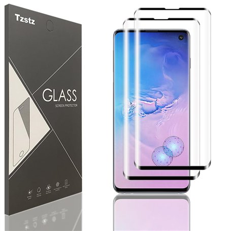 Tzstz 2 Pièces Verre Trempé pour Samsung Galaxy S10 4G Protection Écran ,3D curved glass,Sans Bulles