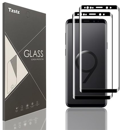 Tzstz 2 Pièces Verre Trempé pour Samsung Galaxy S9 Plus/S9+ Protection Écran ,3D Couverture Complète Film de Protection,Sans Bul
