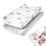 Lot de 2 housses de matelas à langer flexibles pour matelas à langer pour bébé