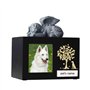 Urne funéraire pour chien - Urne funéraire en bois avec cadre photo - Boîte à souvenirs avec doublure en flanelle noire - Cadeau