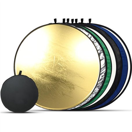 Set 7-en-1 reflecteur Pliable 43" / 110 cm avec Sac de Transport - Or
