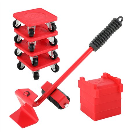 Kit De Déplacement Meuble Lourd – 4 roulettes Pivotantes 360° et 1 Levier De Levage Meuble Lourd Capacité de Charge 300KG pour D