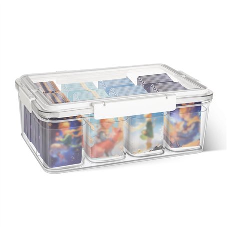 Boîte Rangement Cartes – Boîte Carteikarten Transparente avec Couvercle & Poignée – Rangement Cartes à Collectionner pour Bureau