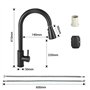 Mitigeur Cuisine Extractible 60 cm avec 2 Types de Jet & Rotation 360° - Robinet Evier Noir Mat en Acier Inox - Robinet Cuisine