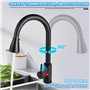 Mitigeur Cuisine Extractible 60 cm avec 2 Types de Jet & Rotation 360° - Robinet Evier Noir Mat en Acier Inox - Robinet Cuisine