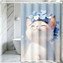 FeinKulturia Rideau de douche chat - 180 x 200 cm - Épais - Lavable - Anti-moisissure - Imperméable - Motif amusant - Rideau de