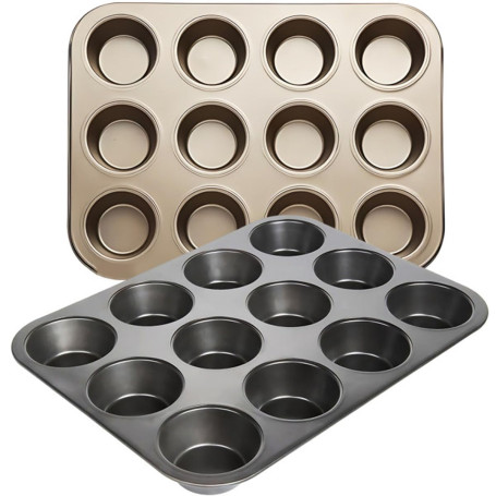 TTSTOIEE Moule à gâteau 2 pièces - Moule à muffins avec 12 cavités Revêtement antiadhésif résistant à des températures allant ju