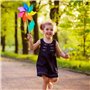 POFET Moulinet Arc-en-Ciel, Moulin à Vent Enfant Jouets pelouse Cour Ornements de Jardin coloré bâton en Bois Vent Spinner extér