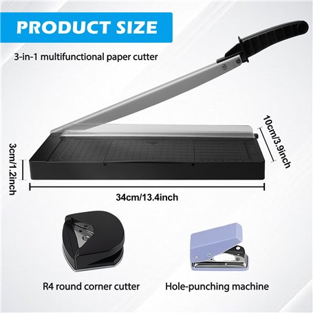 Coupe-Papier A4 Professionnel Avec Arrondisseur & Perforateur – Coupe Jusqu'à 8 Feuilles – Précision & Sécurité