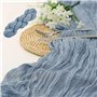 Chemin de Table en Gaze Bleu Poussiéreux 90 x 300 cm - Style Boho Rustique Translucide et Lavable - Élégant Décoration de Table