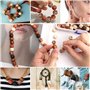400 Pièces Perles en Bois Naturel, 8 Styles Gros Trou, Colorées Pour Fabrication de Bijoux Bracelets DIY Décoration Artisanat Ac