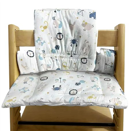 GOEDCH Coussin Anti-Dérapant pour Chaise Haute Bébé: Housses Remplaçables Design Mignon en Coton Respirant