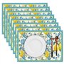 GOEDCH Lot de 8 sets de table en lin résistants à la chaleur avec motif citron - Lavables et antidérapants - Pour cuisine