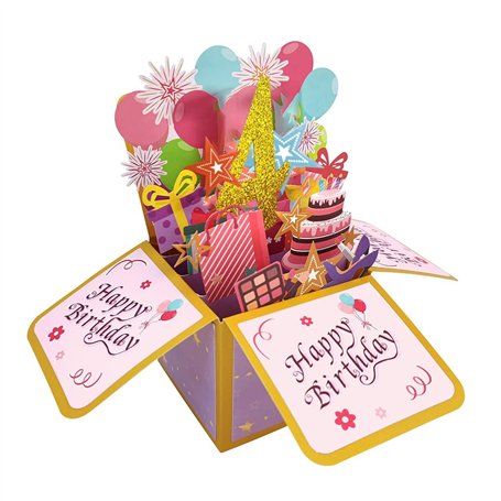 Carte pop-up « Happy 4th Birthday » pour fille