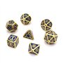 DollaTek 7PCS Jeu de dés polyédriques en métal avec Sac de Rangement Noir pour donjons et Dragons de Jeux de rôle(engrenage Or e