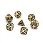 DollaTek 7PCS Jeu de dés polyédriques en métal avec Sac de Rangement Noir pour donjons et Dragons de Jeux de rôle(engrenage Or e