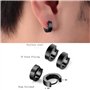 8 Paire Hommes inoxydable Boucles d'oreilles en acier, 8 mm boucles d'oreilles clip émail lunette ronde piercing oreille piercin