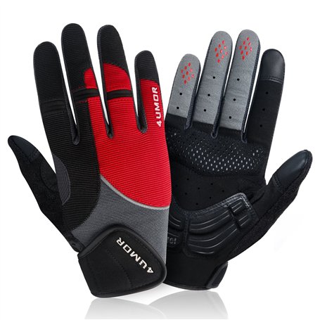 4UMOR Gants Cyclisme avec Gel Rembourré Doigt Complet - Gants Sport Respirant Souple Anti-Choc à Écran Tactile pour Vélo