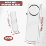 WIYETY Lot de 4 mini alarmes autocollantes pour fenêtre et porte avec capteur magnétique sans fil 90 dB - Système d'alarme de sé