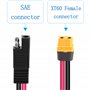 MEIRIYFA Câble d'extension adaptateur SAE vers XT60, câble XT-60 femelle vers SAE avec 12 AWG pour station d'alimentation de gén