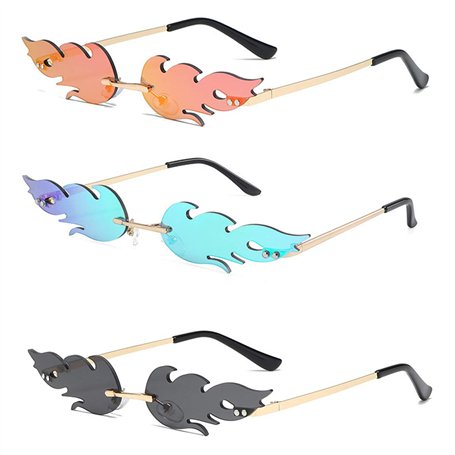 Smavles Lunettes de Soleil en Forme de Flamme 3 Pièces Party Lunettes