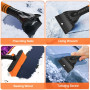 ZQEJEFD Grattoir à Glace et Brosse à Neige 2 en 1, Grattoir à Glace de Voiture avec Balai, Brosse Grattoir Pare Brise Détachable