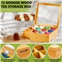 ZQEJEFD Boîte à thé en Bois avec 12 Compartiments 28 x 22.5 x 9 cm, Boîte a The Compartiments avec Couvercle Fenêtre Transparent