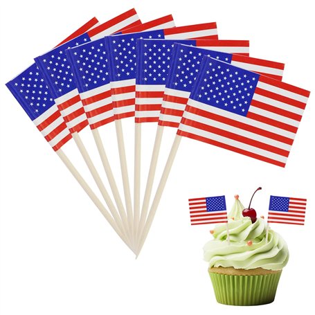 Lot de 120 cure-dents drapeaux américains - Drapeau décoratif - Petits cure-dents - Drapeaux américains - Pour cocktail