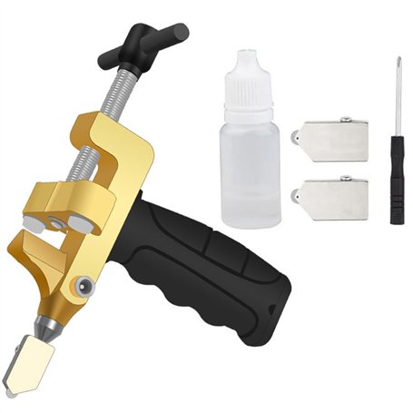 Outil de coupe de verre manuel 2 en 1 avec 2 lames en acier tungstène pour couper le verre