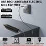 Weinsamkeit Mousseur à Lait Électrique, Mousseur a Lait USB Rechargeable Portable Mousseur de Lait Électrique Manuel Mini Fouet