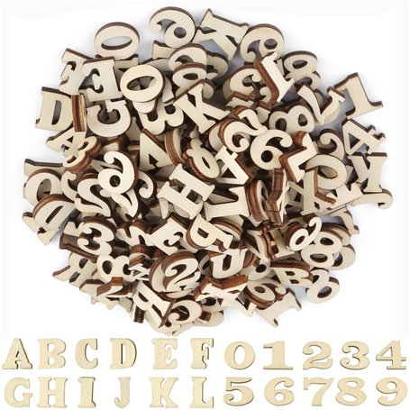 Wxinsheng 200 Pièces Lettres en Bois et Chiffres en Bois (A-Z + 0-9)