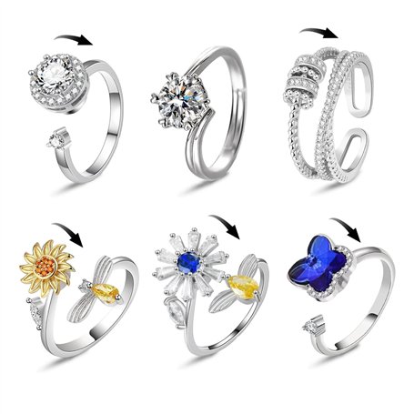 Yeefunjoy 6Pcs Bague Anti Stress Femme