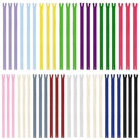 SZCXDKJ Lot de 45 fermetures éclair invisibles multicolores en nylon pour couture et travaux manuels 15 couleurs 55 cm