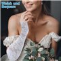 SZYLJSY Lot de 2 gants longs sans doigts en dentelle pour femme - Longueur du coude - Motif floral - Pour mariage - Pour les ann
