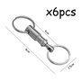 PFLYPF Lot de 6 porte-clés à double tête - Porte-clés en métal amovible - Confortable et pratique - Pour les voyages en plein ai