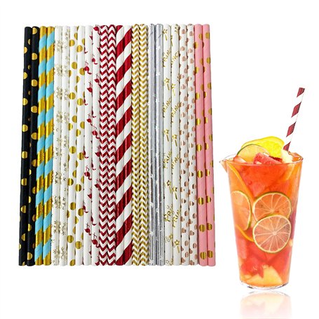 Lot de 120 pailles en papier