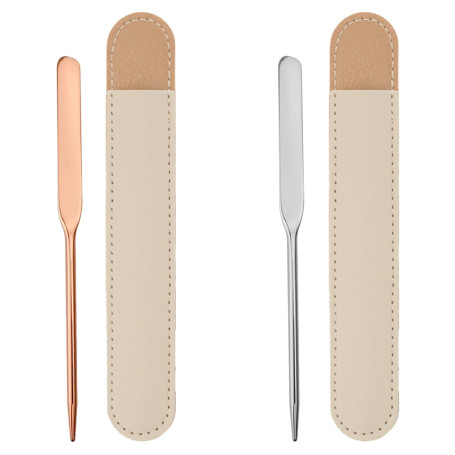 Lot de 2 spatules de maquillage avec 2 étuis en cuir
