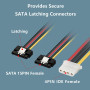 GELRHONR Câble d'alimentation Molex 4 broches vers double SATA, adaptateur séparateur SATA 4 broches IDE femelle à 15 broches fe