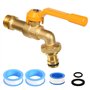Robinet de jardin 1/2" en laiton - Résistant au gel - 20 °C - Résistant à la chaleur - 120 °C - De qualité supérieure - Avec rac