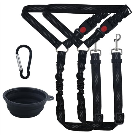 Ceinture de sécurité pour voiture - Harnais de sécurité pour chien - Avec 1 gamelle pliable noire pour animaux de compagnie - Ha
