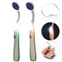 2pièces Miroir Oral Led Avec Lumière Pour Inspection Outil De Soins Bucodentaires Vert Et Orange