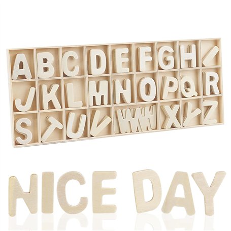 130 Pièces Lettre en Bois de Majuscules 3cm Lettre Bois Mini Lettres en Bois Lettres de Scrabble Lettre Decorative Alphabet en B